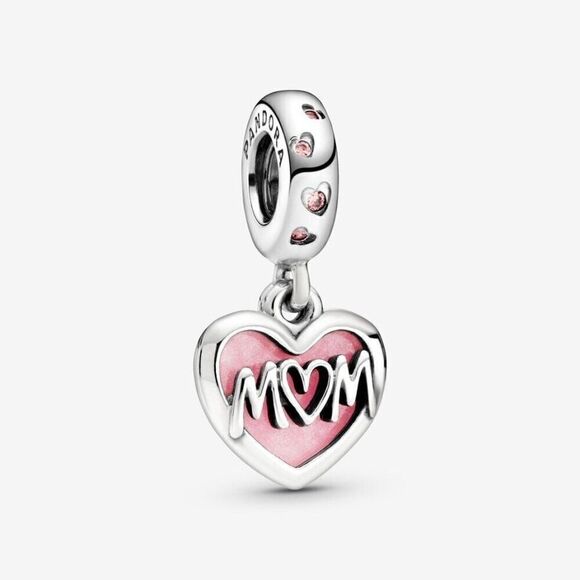 Pandora Mom Script Heart Dangle Charm - Picture 5 of 7